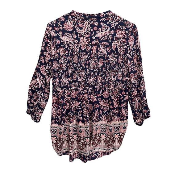 Knox Rose Beautiful Blue Purple Button Up Tunic Size XS Oversized Ruched - Picture 8 of 9